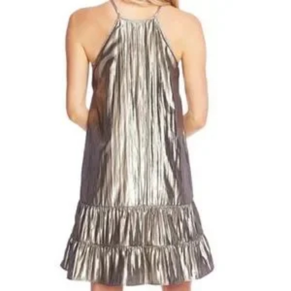 CeCe Silver Pleated One Shoulder Mini Dress - Picture 4 of 10